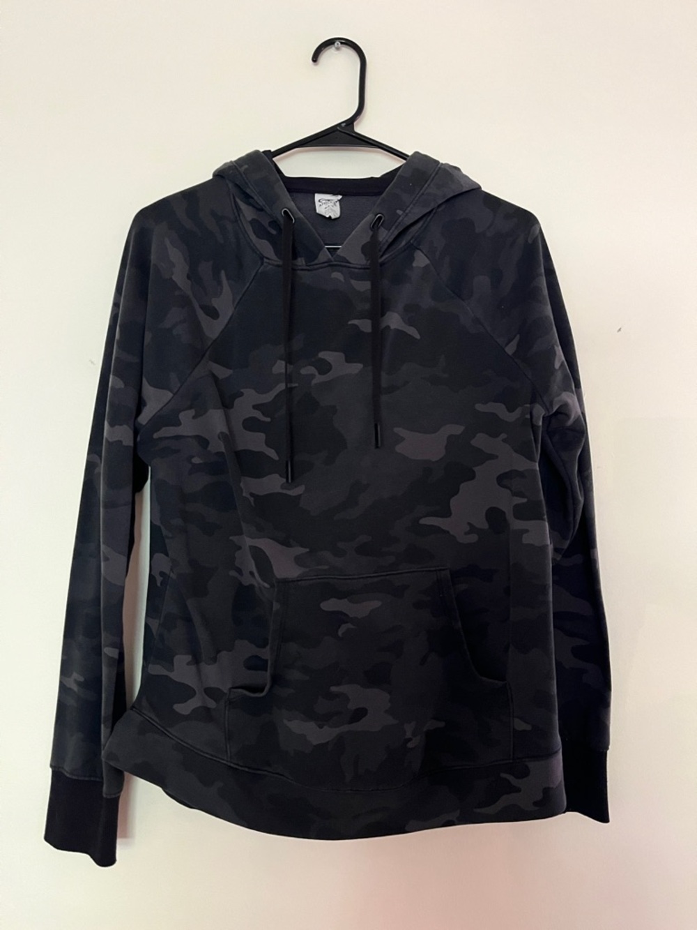 Dark Gray Camo Hooded Pullover Sweatshirt